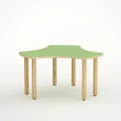 Tavolo Onda Esatondo H 52 Cm - Misura 2 - Verde Per La Scuola Infanzia - Conforme CAM