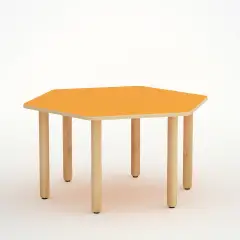 Tavolo Forma Esagonale H 55 Cm - Misura 3 - Arancio Per Scuola Primaria - Conforme CAM