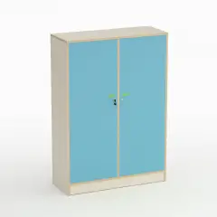 Mobile Scuola Forma con Ante Blu Orizzonte - 4 Vani e Appendiabiti – Conforme CAM