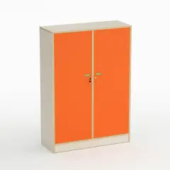Mobile Scuola Forma con Ante Arancio - 4 Vani e Appendiabiti – Conforme CAM