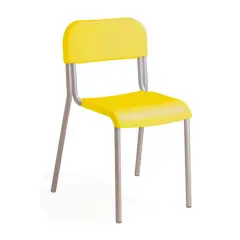 Sedia Impilabile Sara, Struttura Grigia, Seduta H 46 Cm. Giallo Per Ambienti Scolastici