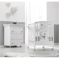 Tato Bagnetto Fasciatoio Erbesi Bianco e Grigio – 3 Cassetti, Vaschetta e Ruote con Freno