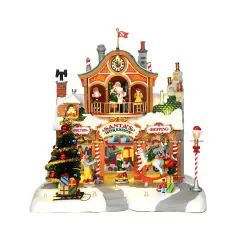 Lemax Santa’s Workshop 35558 – Laboratorio di Babbo Natale Animato con Luci e Musica