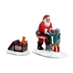Lemax Santa And Kittens 22045 – Set 2 Figurine Natalizie con Babbo Natale e Gattini