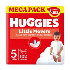 Pannolini Huggies Little Movers Megapack - Taglia 5 - 11-25 Kg - 102 Pezzi