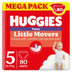 Pannolini Huggies Little Movers Mutandina Megapack - Taglia 5 - 12-17 Kg - 80 Pezzi