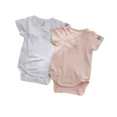 Body Bambino Maniche Corte - Taglia 6 Mesi - 2 Pezzi Rosa e Bianco
