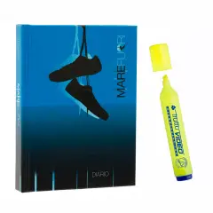 DIARIO MARE FUORI COPERTINA BLU CON EVIDENZIATORE TRATTO VIDEO GIALLO