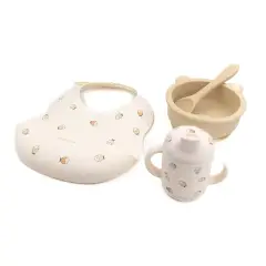 Bamboom Set Baby in Silicone Fishes - Bavaglino Scodella Cucchiaio Bicchiere con Beccuccio -