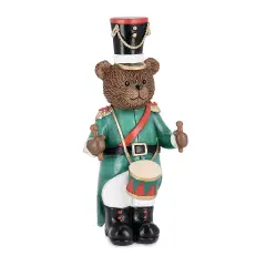 Orso Alfred con Tamburo Decorazione Natalizia in Resina 23cm