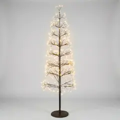 Albero di Natale Faggio Slim 438 LED, Altezza 90 cm, Finitura Nero