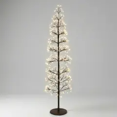 Albero di Natale Faggio Slim 708 LED, Altezza 150 cm, Finitura Nero