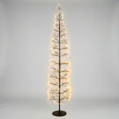 Albero di Natale Faggio Slim 1224 LED, Altezza 210 cm, Finitura Nero