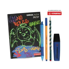Tinta Unita Stabilo Diario 12 Mesi Con Bustina Accessori Nero Con Graffiti