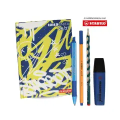 Tinta Unita Stabilo Diario 12 Mesi Con Bustina Accessori Blu Con Graffiti