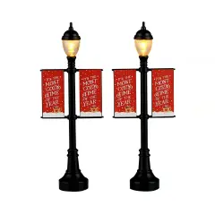 Natale Lamp Post Banners Set Of 2 B/O (4.5V)