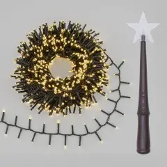 Catena Luminosa Natalizia MiniCluster 1000 LED Bianco Caldo 20 m con Bacchetta Magica