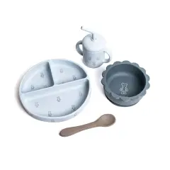 Bamboom Set Bimbo in Silicone Monkey -Piatto Scodella Cucchiaio Bicchiere-