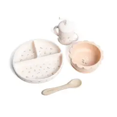 Bamboom Set Bimbo in Silicone Flower Field -Piatto Scodella Cucchiaio Bicchiere-